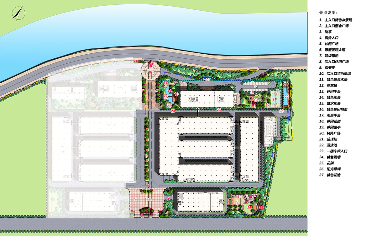 東莞銘豐廠景觀概念設(shè)計總平面標注圖